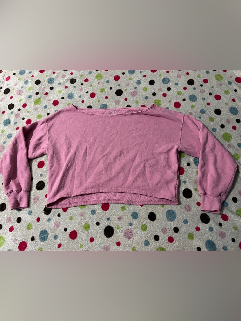 Hollister Lavender Pink Cropped Boatneck Top